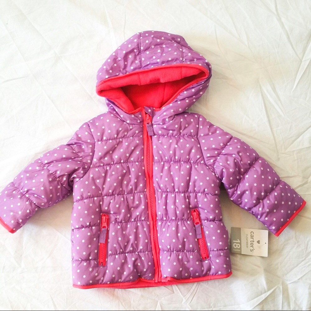New Carter’s 18 mo purple polka dot puffer coat